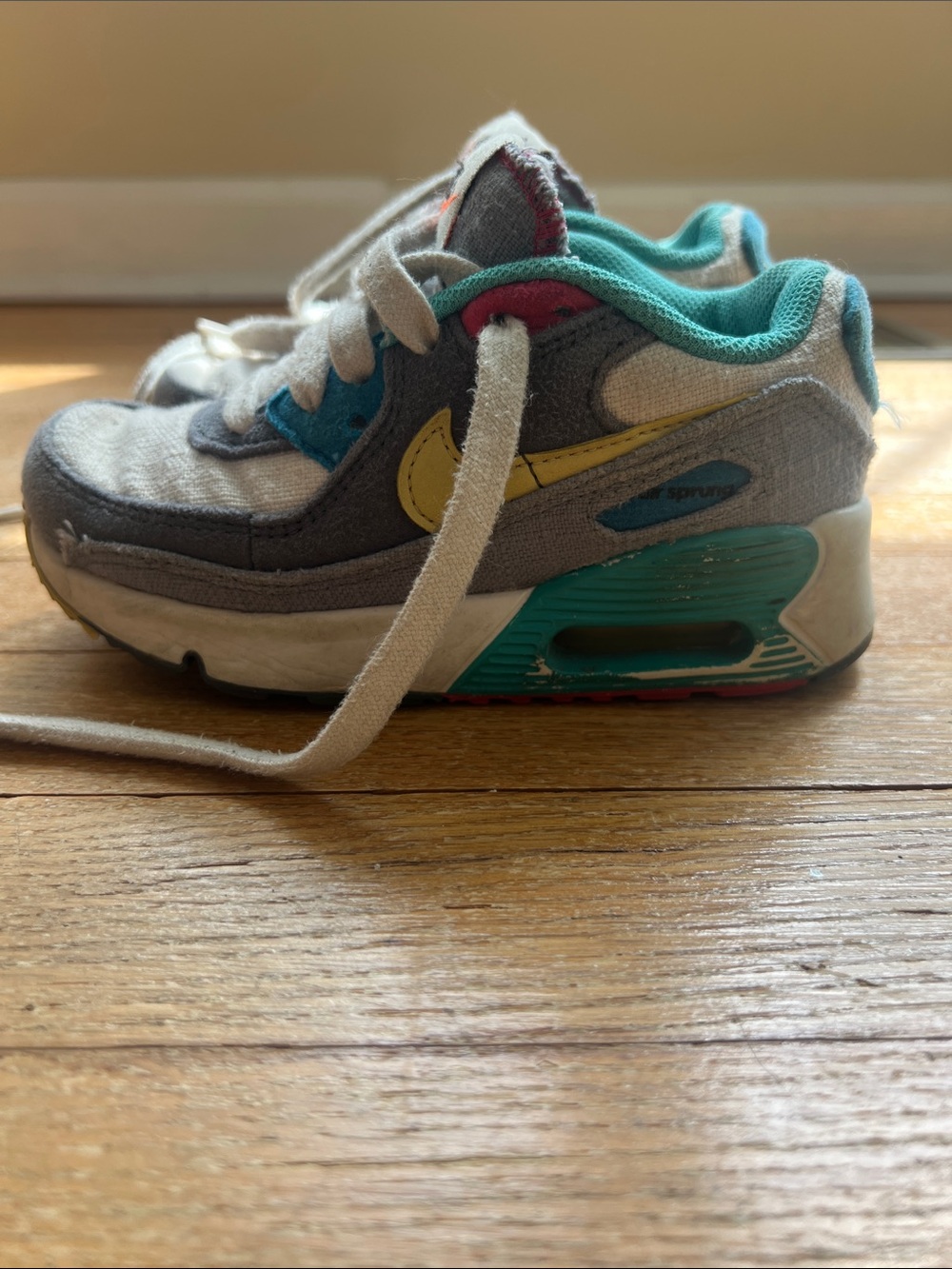 Nike Kids Gray, Teal and Yellow Sneakers